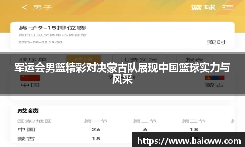 军运会男篮精彩对决蒙古队展现中国篮球实力与风采